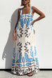 Mixiedress Square Neck Tie Knot Backless Printed Maxi Cami Dress