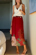 High Waist Floral Print Midi Skirt