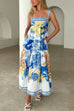 Mixiedress Pocketed Side Slit Printed Maxi Cami Dress