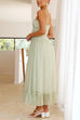 Mixiedress Frill Trim Lace Up Ruched Maxi Cami Dress