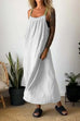 Mixiedress Color Block Casual Cotton Linen Maxi Beach Dress