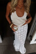 Mixiedress Elastic WaistBand Lace Hollow Out Maxi Skirt