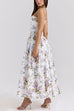 Mixiedress Spaghetti Strap Floral Print Bustier A-line Maxi Dress