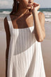 Mixiedress Square Collar Striped Maxi Cami Beach Dress