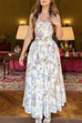 Mixiedress Spaghetti Strap Floral Print Bustier A-line Maxi Dress