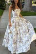 Mixiedress Spaghetti Strap Floral Print Bustier A-line Maxi Dress