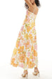 Spaghetti Strap Floral Print Swing Maxi Holiday Dress