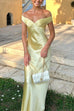 Mixiedress Off Shoulder Backless Cut Out Satin Maxi Dress