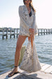 Mixiedress Collared V Neck Shirt and Side Slit Shorts Vitamin Sea Print Set