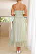 Mixiedress Frill Trim Lace Up Ruched Maxi Cami Dress