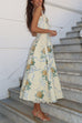 Mixiedress Lace Trim Drawstring Floral Print Midi Cami Dress