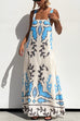 Mixiedress Square Neck Tie Knot Backless Printed Maxi Cami Dress