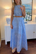 Mixiedress Sleeveless Crop Top and A-line Maxi Skirt Lace Set