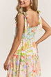 Mixiedress V Neck Bow Shoulder Tiered Floral Print Maxi Dress
