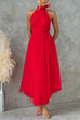 Mixiedress Bow Knot Halter Open Back Tulle Maxi Dress