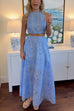 Mixiedress Sleeveless Crop Top and A-line Maxi Skirt Lace Set