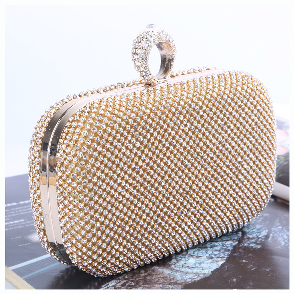 Mixiedress Sparkly Rhinestones Ring Clasp Evening Handbag