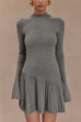 Mixiedress Mockneck Bell Sleeves Ruffle Mini Sweater Dress