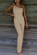 Mixiedress One Shoulder Sleeveless Ruched Solid Jumpsuit