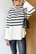 Mixiedress Turtleneck Side Split Striped Sweater