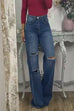 Mixiedress High Rise Ripped Straight Leg Denim Pants
