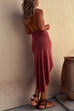Mixiedress Halter Cowl Neck Backless High Low Hem Dress