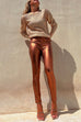 Metallic Faux Leather Skinny Legging Pants