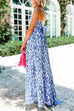 Strapless Back Bow Printed Swing Maxi Dress