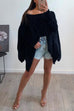 Mixiedress Cold Shoulder Oversized Fluffy Pullover Sweater