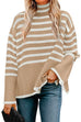 Mixiedress Turtleneck Side Split Striped Sweater