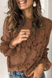 Mixiedress Crewneck Floral Lace Hollow Out Bell Sleeve Shirts