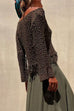 Cold Shoulder Long Sleeves Tassel Crochet Sweater