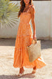 Mixiedress Bow Knot Shoulder Frilled Ruffle Tiered Printed Maxi holiday Dress