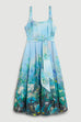 Bow Knot Waist Scenic Floral Swing Midi Cami Dress
