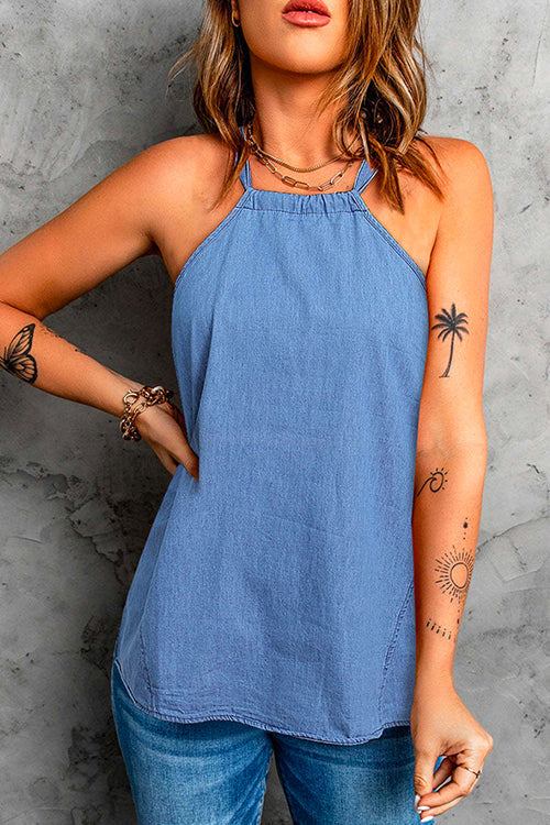 Mixiedress Halter Solid Sleeveless Summer Top