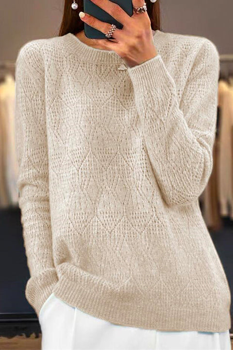 Mixiedress Crewneck Hollow Out Cozy Knitting Sweater