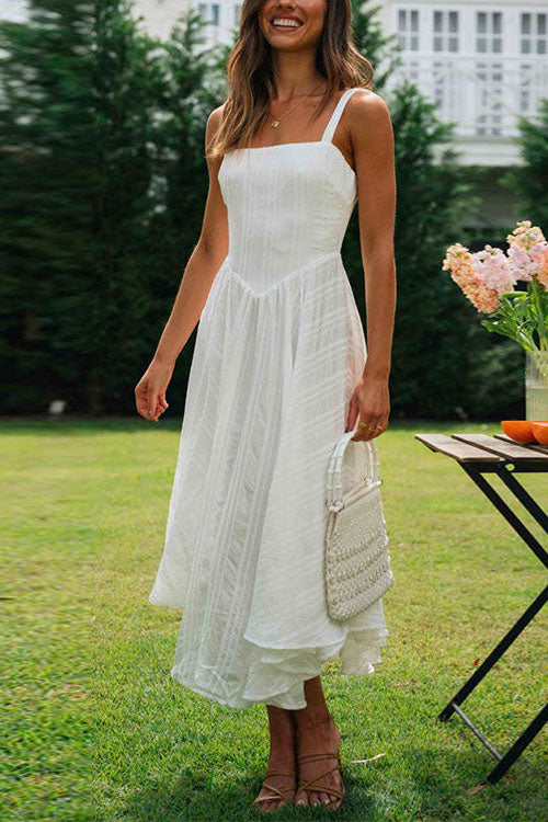 Mixiedress White Sleeveless Irregular Cami Swing Dress