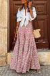 Mixiedress Frilled Elastic Waist Bohemia Floral Maxi Flowy Skirt