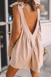 Mixiedress V Neck Bow Knot Shoulder Backless Mini Cami Dress
