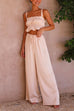 Mixiedress Ruffle Cami Top Drawstring Waist Wide Leg Pants Satin Set