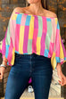 Mixiedress Off Shoulder Lantern Sleeve Printed Loose Pullovers