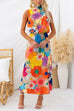 Mixiedress Sleeveless Tie Neck Waisted Floral Print Maxi Dress