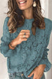 Mixiedress Crewneck Floral Lace Hollow Out Bell Sleeve Shirts