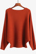 Mixiedress Boat Neck Batwing Sleeves Ribbed Knit Sweater