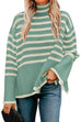 Mixiedress Turtleneck Side Split Striped Sweater