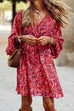 Mixiedress Wrap V Neck 3/4 Sleeves Tie Waist Floral Print Dress