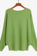 Mixiedress Boat Neck Batwing Sleeves Ribbed Knit Sweater