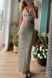Cowl Neck Crop Cami Top and Side Slit Maxi Skirt Set