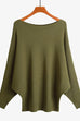 Mixiedress Boat Neck Batwing Sleeves Ribbed Knit Sweater