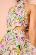 Halter Tie Back Cut Out Jardine Print Ruffle Tiered Maxi Dress
